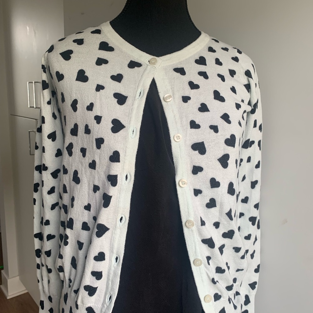 Atmosphere Black and White Cardigan Sweater